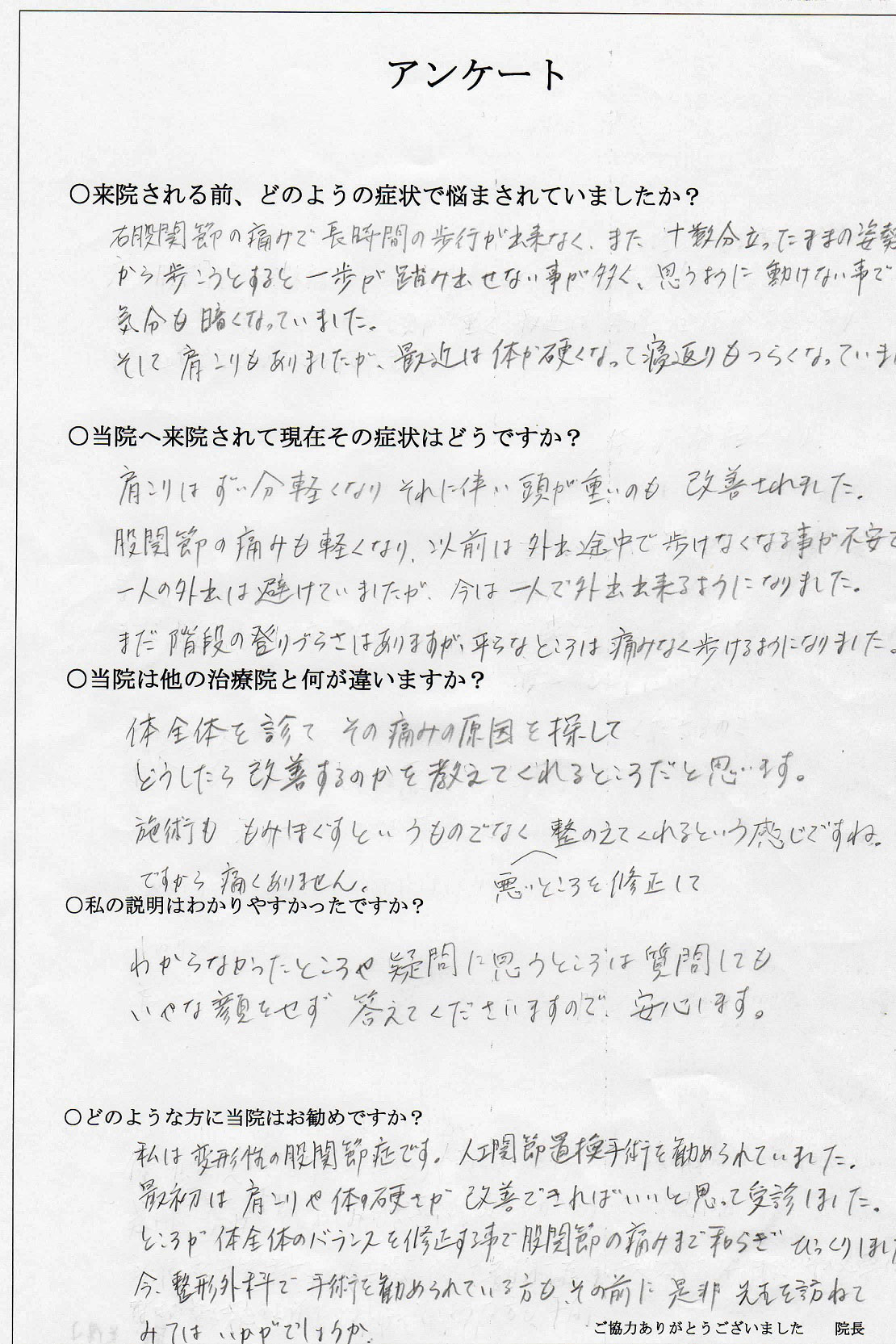 患者さんのアンケート03